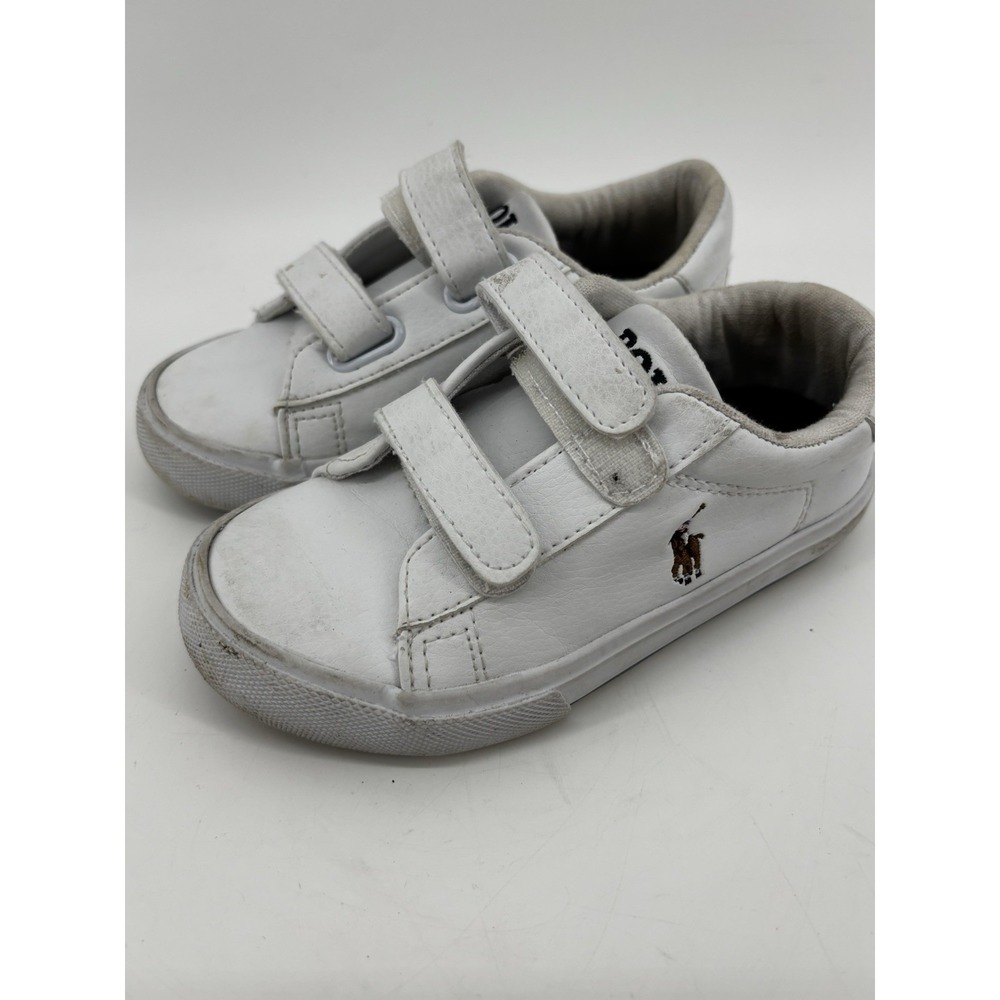 Polo Ralph Lauren Toddler Boys' Easten II EZ - size‎ 9 White Leather Shoes